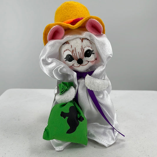 Halloween Annalee Doll Trick or Treat Ghost Mouse, front view.