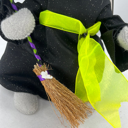 Halloween Sparkle Witch Mouse Annalee Doll, front view close-up.