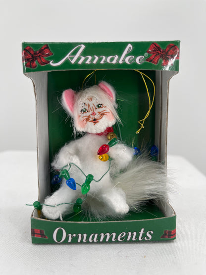 Christmas Lights Kitty Annalee Doll Ornament 3”