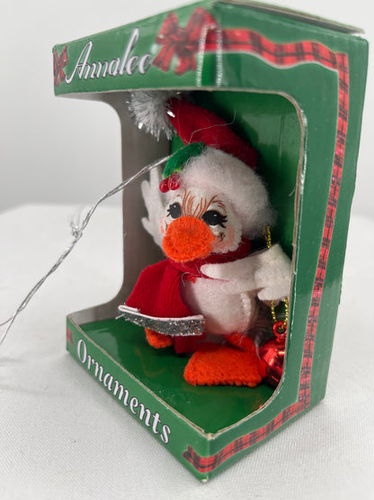 Silver Sparkle Duck Annalee Doll Ornament 3”