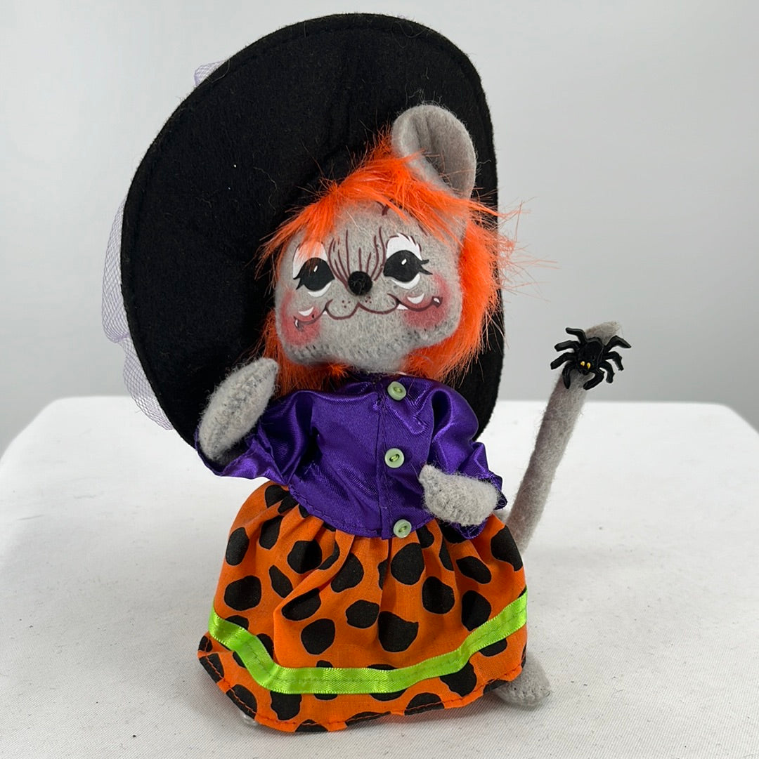 Halloween Annalee Doll Dotty Witch Mouse, front view.