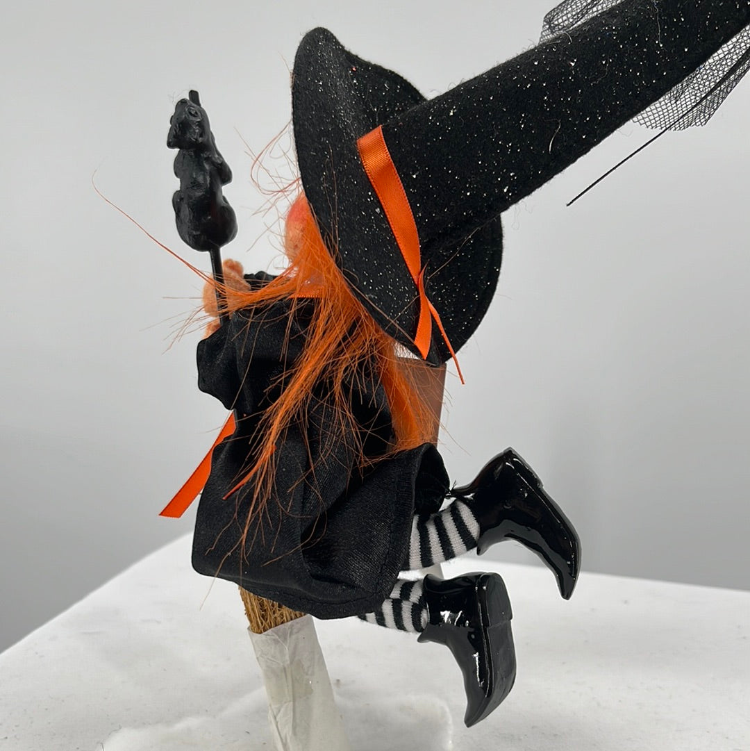 Halloween Annalee Doll Flying Witch, back view.