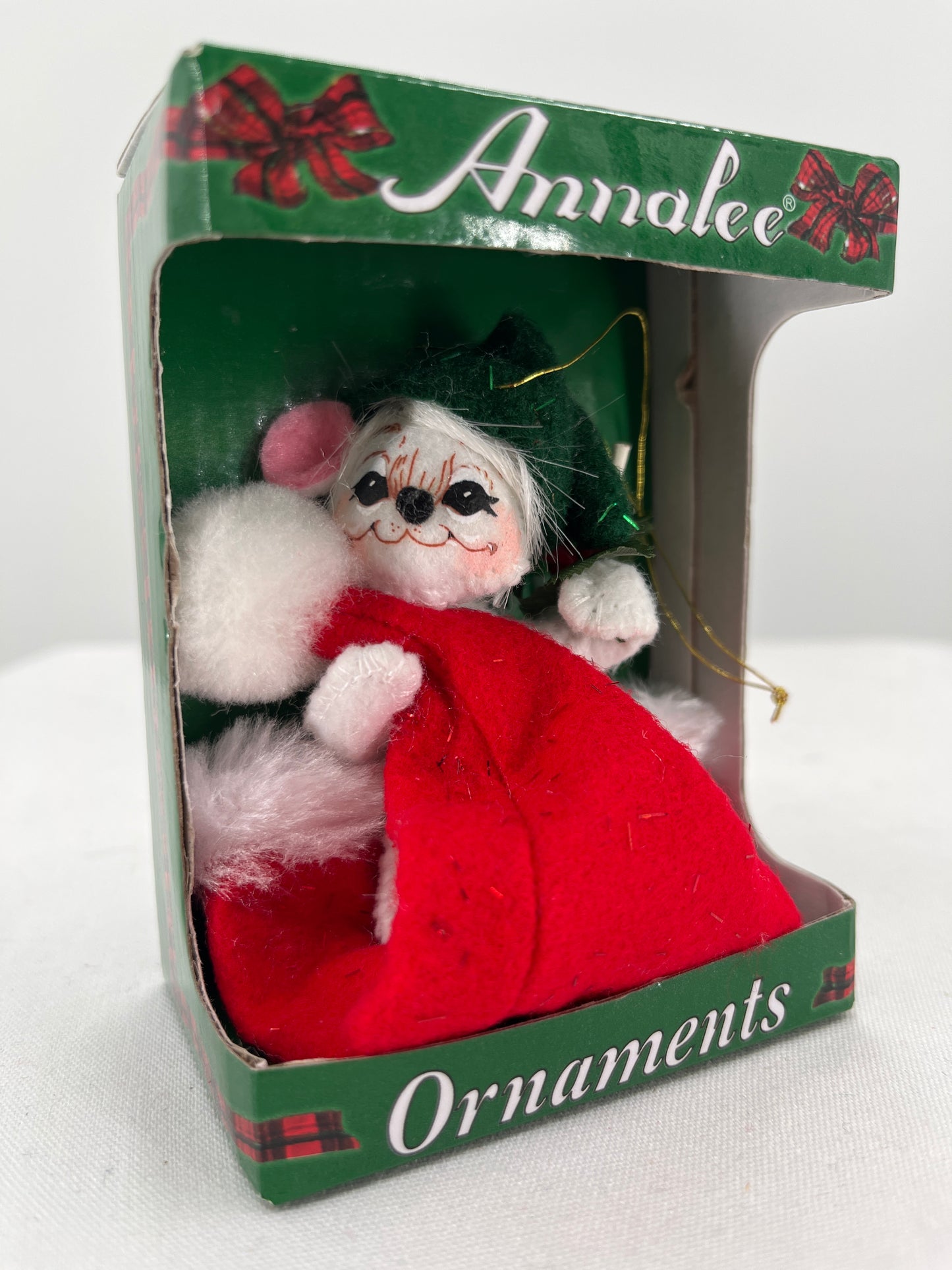 Mouse on Santa’s Hat Annalee Doll Ornament 3”