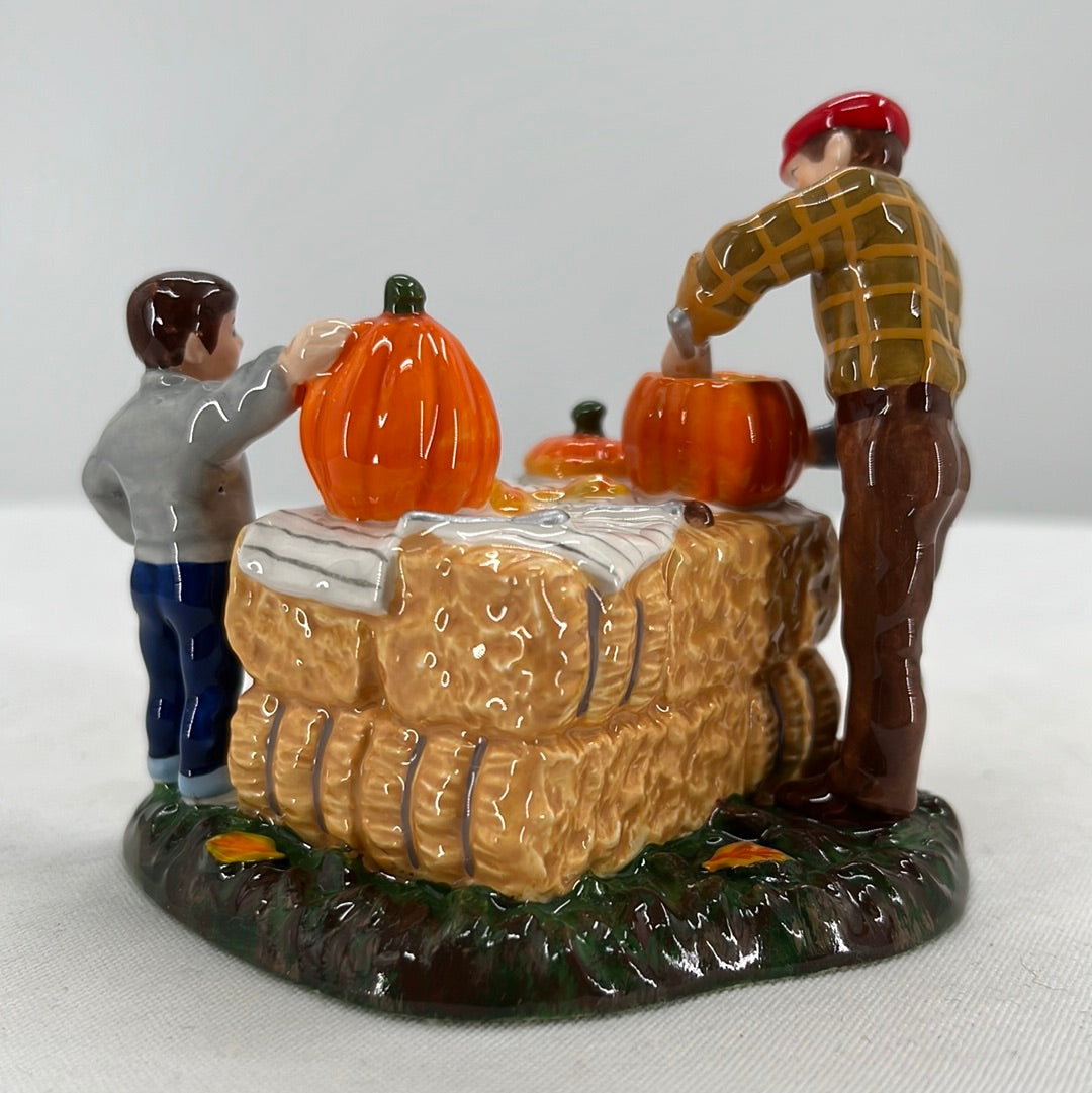 Department 56 Snow Village Halloween Gross… Pumpkin Guts ceramic accessory, back view close-up.