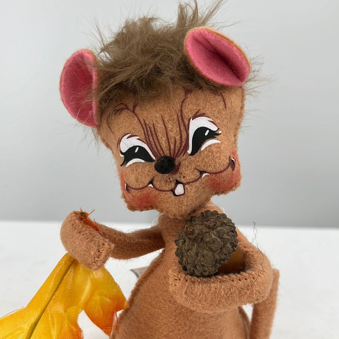 Thanksgiving Annalee Doll Acorn Mouse, front view close-up.