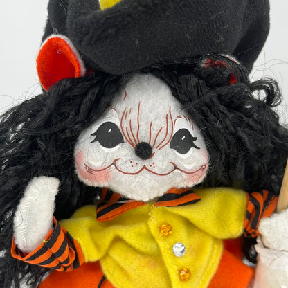 Halloween Annalee Doll Candy Corn Witch Mouse, front view close-up.