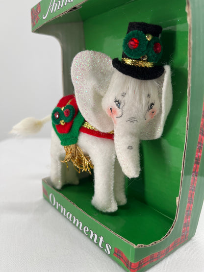 Elegant Elephant Christmas Annalee Doll Ornament 3”