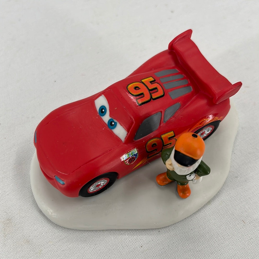 Department 56 North Pole Series Disney Pixar Cars Lightening Ready to Race, top view.