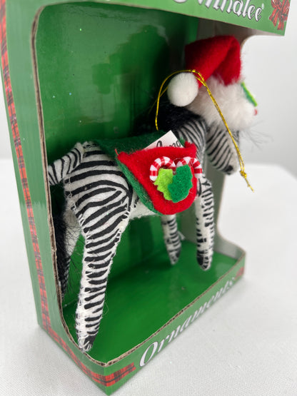 Candy Cane Zebra Annalee Doll Ornament 3”