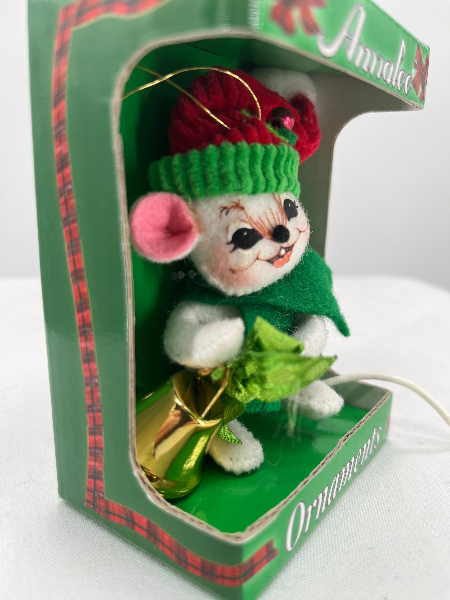 Corduroy Jingle Bell Mouse Annalee Doll Ornament 3”