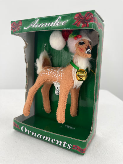 Annalee Doll Cozy Christmas Fawn Ornament 4”