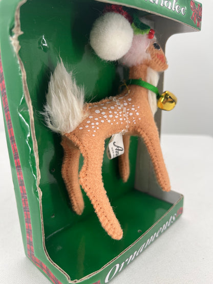 Annalee Doll Cozy Christmas Fawn Ornament 4”