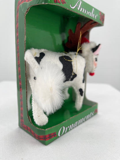 Christmas Cow Annalee Doll Ornament 3”