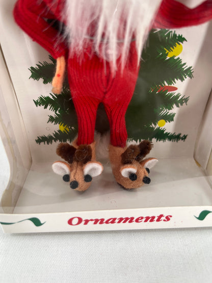 Reindeer Slippers Elf Annalee Doll Ornament 4”