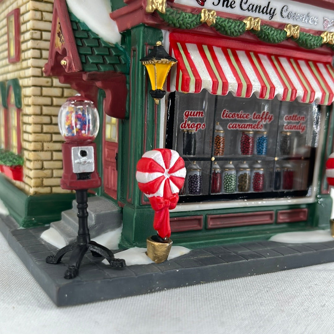 Department 56 Christmas in the City The Candy Counter, front view close-up.