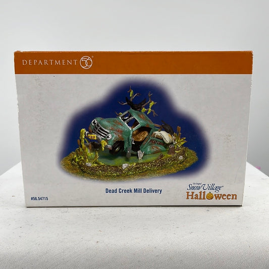 Department 56 Snow Village Halloween Dead Creek Mill Delivery, packaging front view.