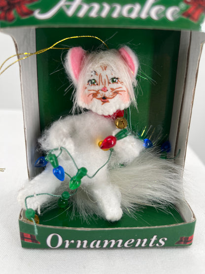 Christmas Lights Kitty Annalee Doll Ornament 3”