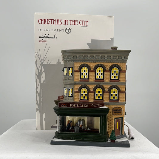 Department 56 Christmas in the City Nighthawks, front view.