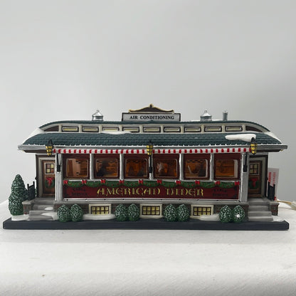 Department 56 Christmas in the City American Diner, front view.