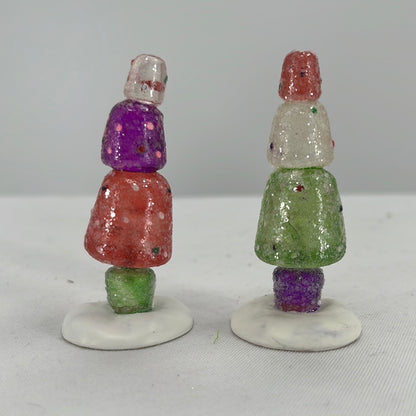 Department 56 Snow Village Gumdrop Topiaries (Set of 2), front view.