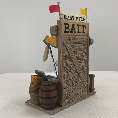 Department 56 Christmas in the City Pier 87 Bait & Tackle (Set of 2), back view.