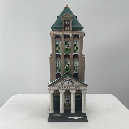 Department 56 Christmas in the City Brokerage House, front view.