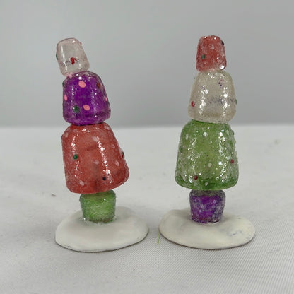 Department 56 Snow Village Gumdrop Topiaries (Set of 2), back view.