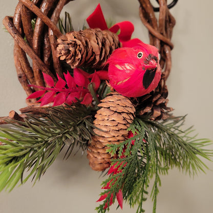 Mini Grapevine Holiday Bird Wreath