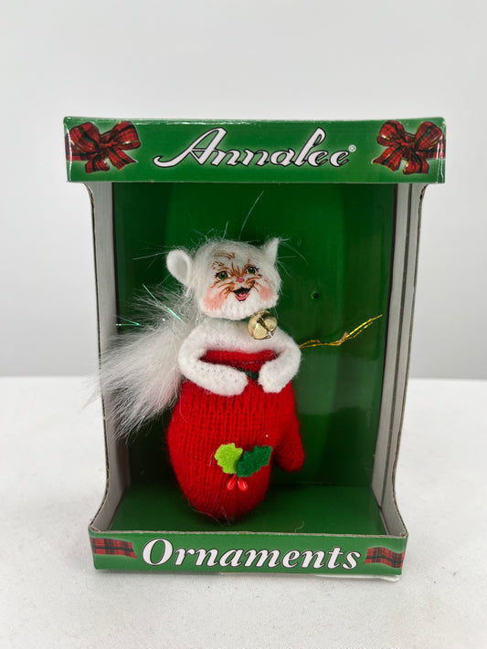 Kitten in Mitten Christmas Annalee Doll Ornament 3"