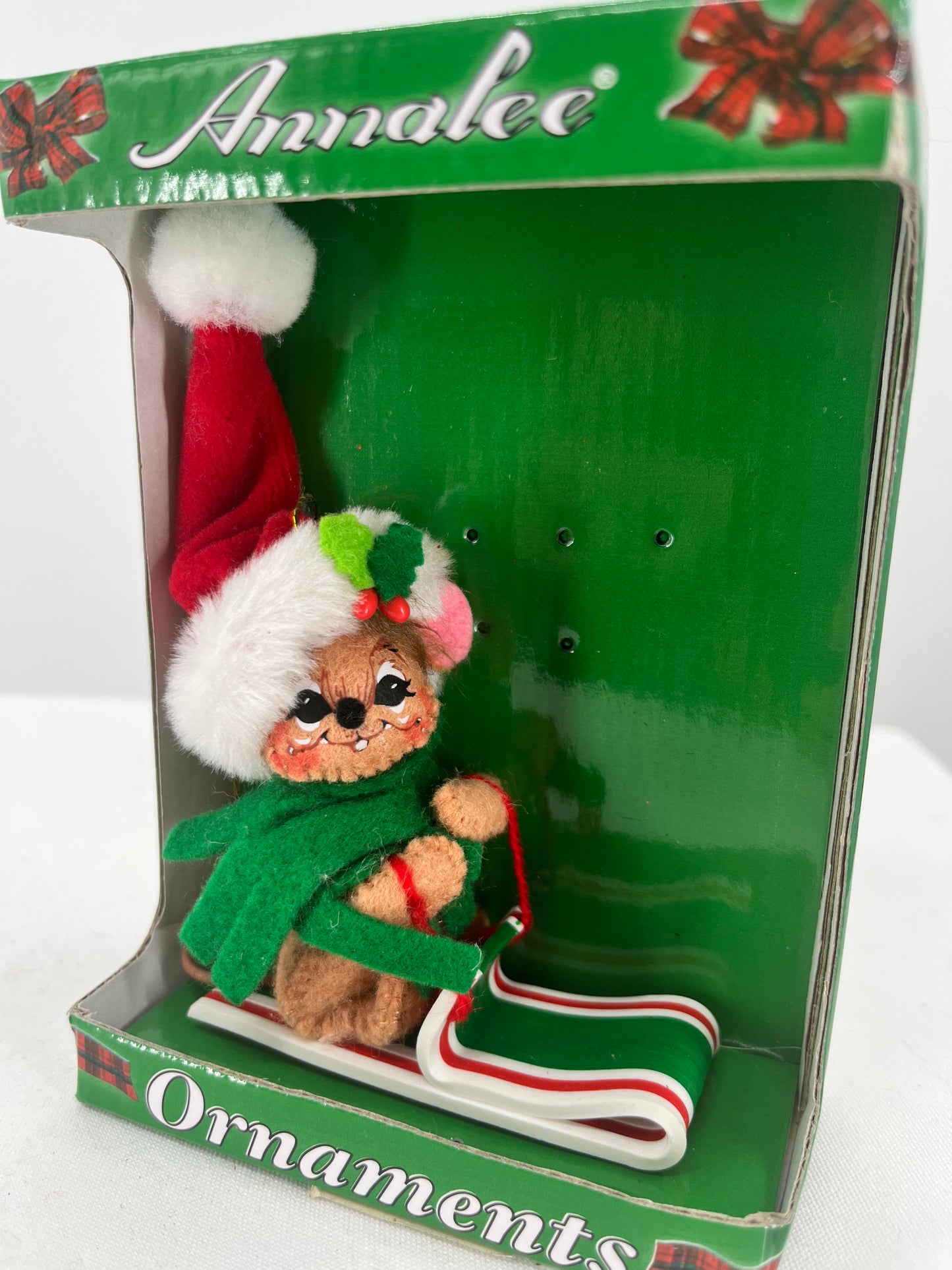 Toboggan Mouse Ornament Annalee Doll 3"