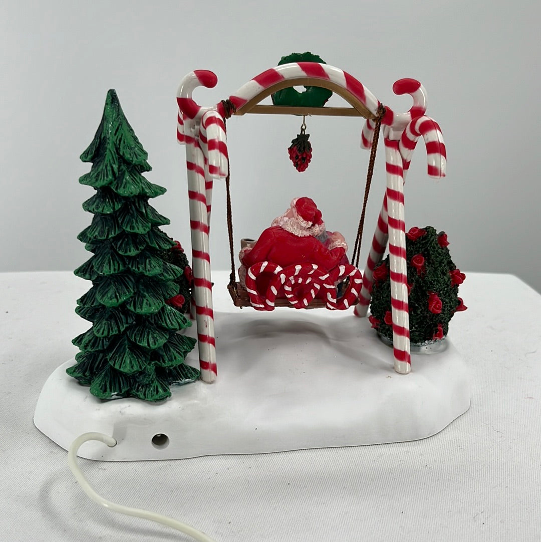 Lemax Christmas Village Santa Swing table accent, back view.