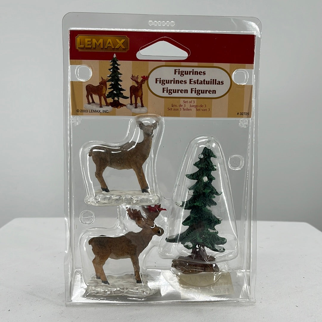 Lemax Christmas Village Stag and Doe figurine, front view.