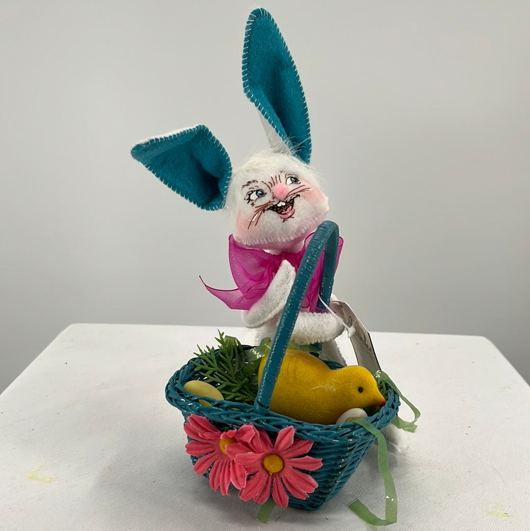 Easter Bunny with Aqua Basket Annalee Doll