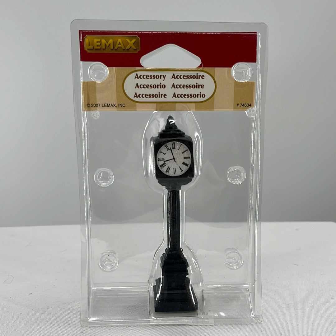 Lemax Christmas Village Street Clock accessory, front view.