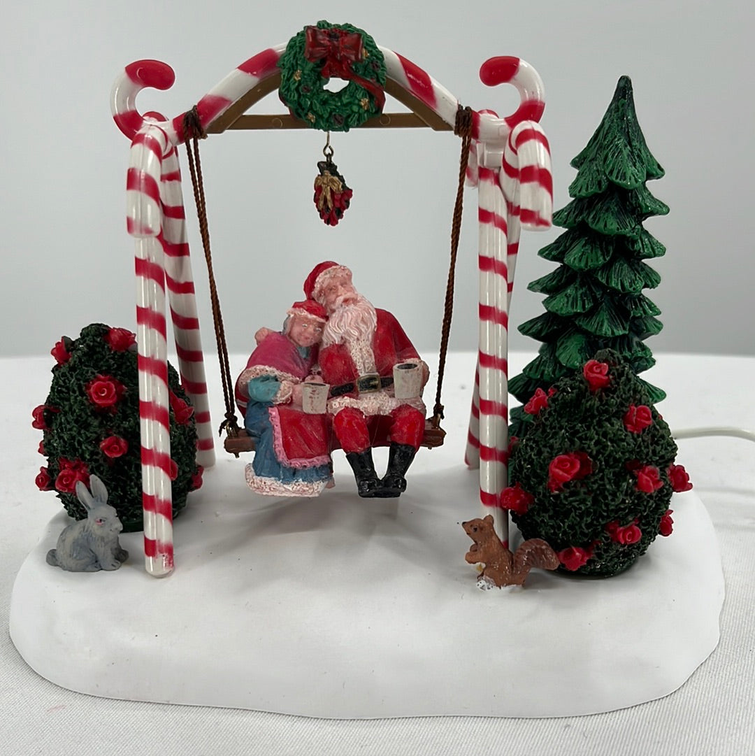 Lemax Christmas Village Santa Swing table accent, front view.