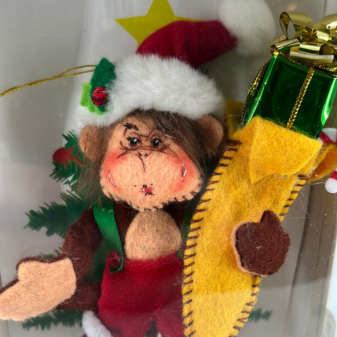 Merry Christmas Monkey Annalee Doll Ornament 4”