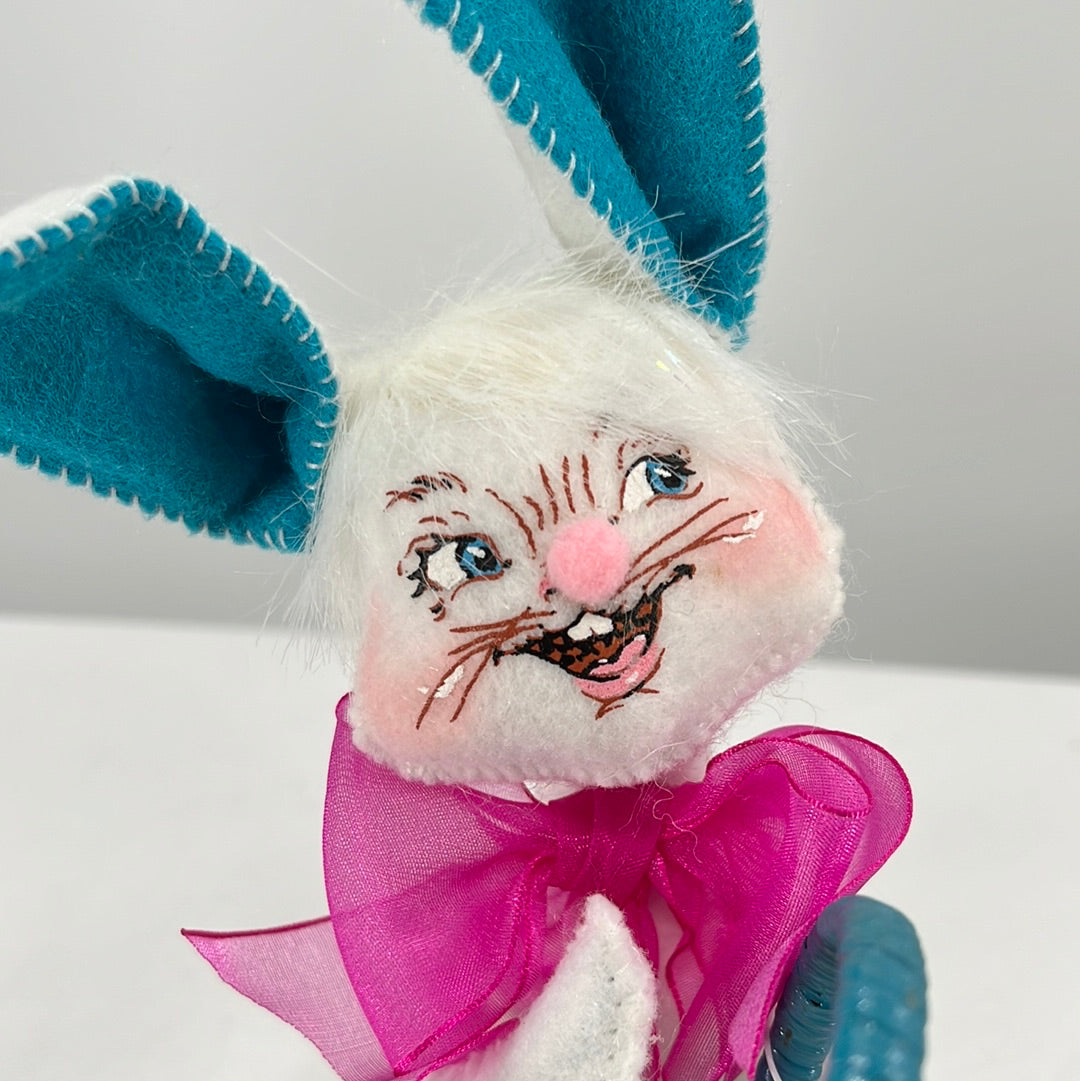 Easter Bunny with Aqua Basket Annalee Doll